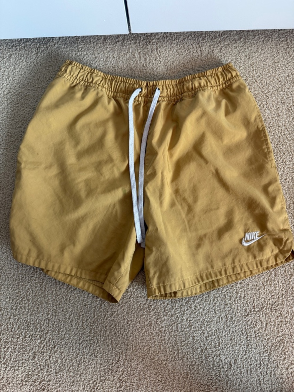 Nike Mustard Yellow Drawstring Shorts